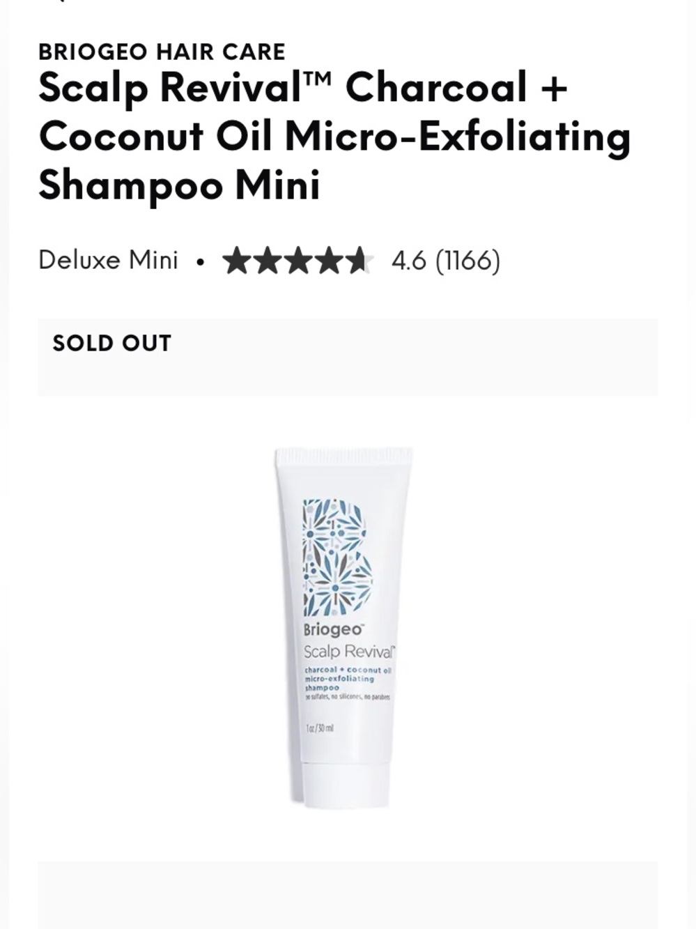 Briogeo Scalp Revival charcoal + coconut oil Micro-Exfoliating Shampoo Mini NEW!